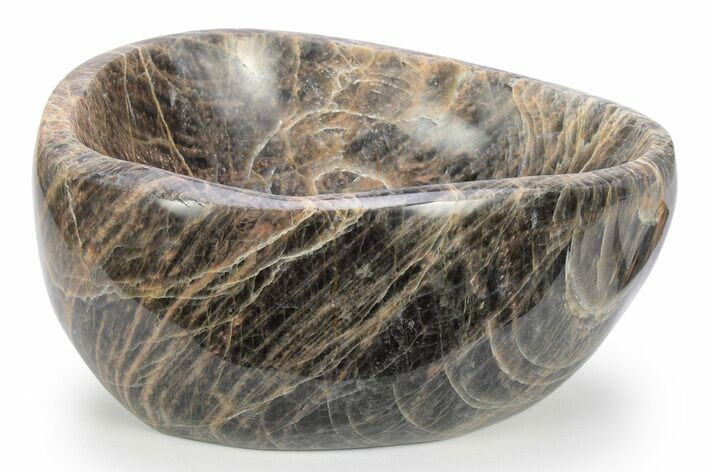 Polished Black Moonstone Bowl - Madagascar #245774